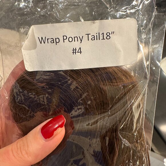 Real Hair Extension Wrap Ponytail Brown | 18 inch main image 4